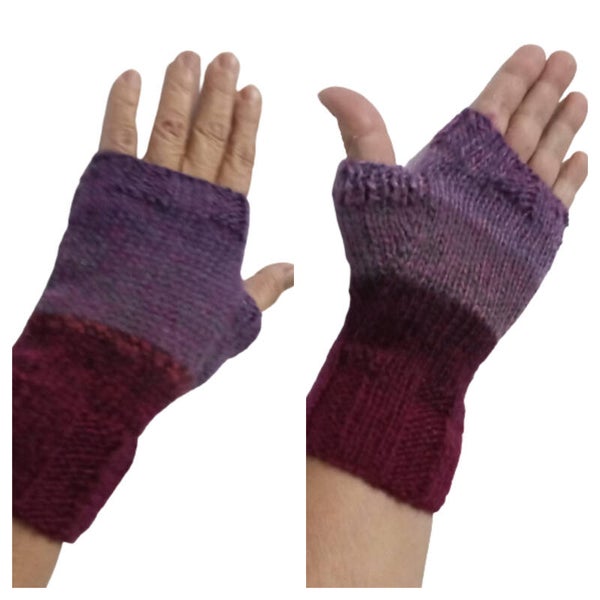 Fingerless gloves - purple 2 tone