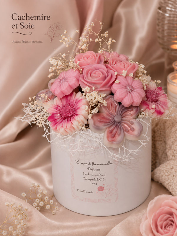 Bouquet de fleurs éternelles parfumées Cachemire et Soie