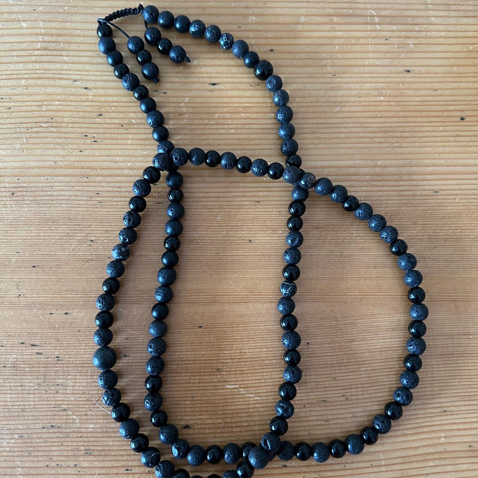 Halskette Basalt, schwarzer Achat & Shungit ca. 60cm