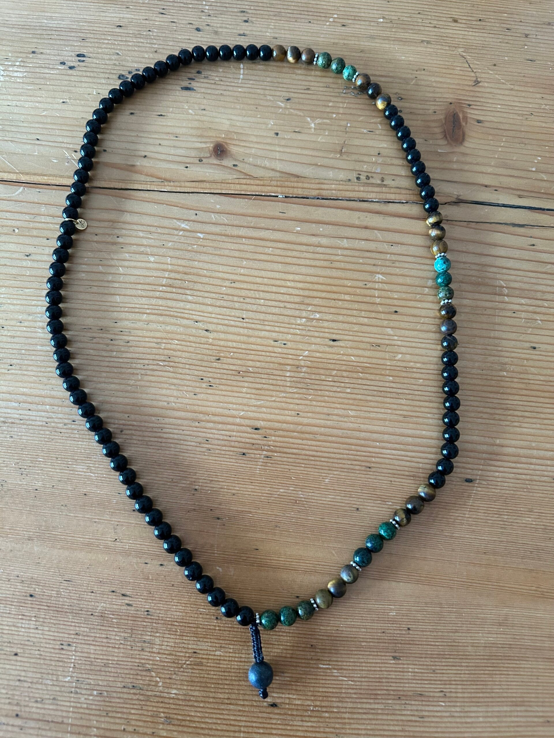 Halskette schwarzer Achat, Tigerauge & Türkis ca. 45cm