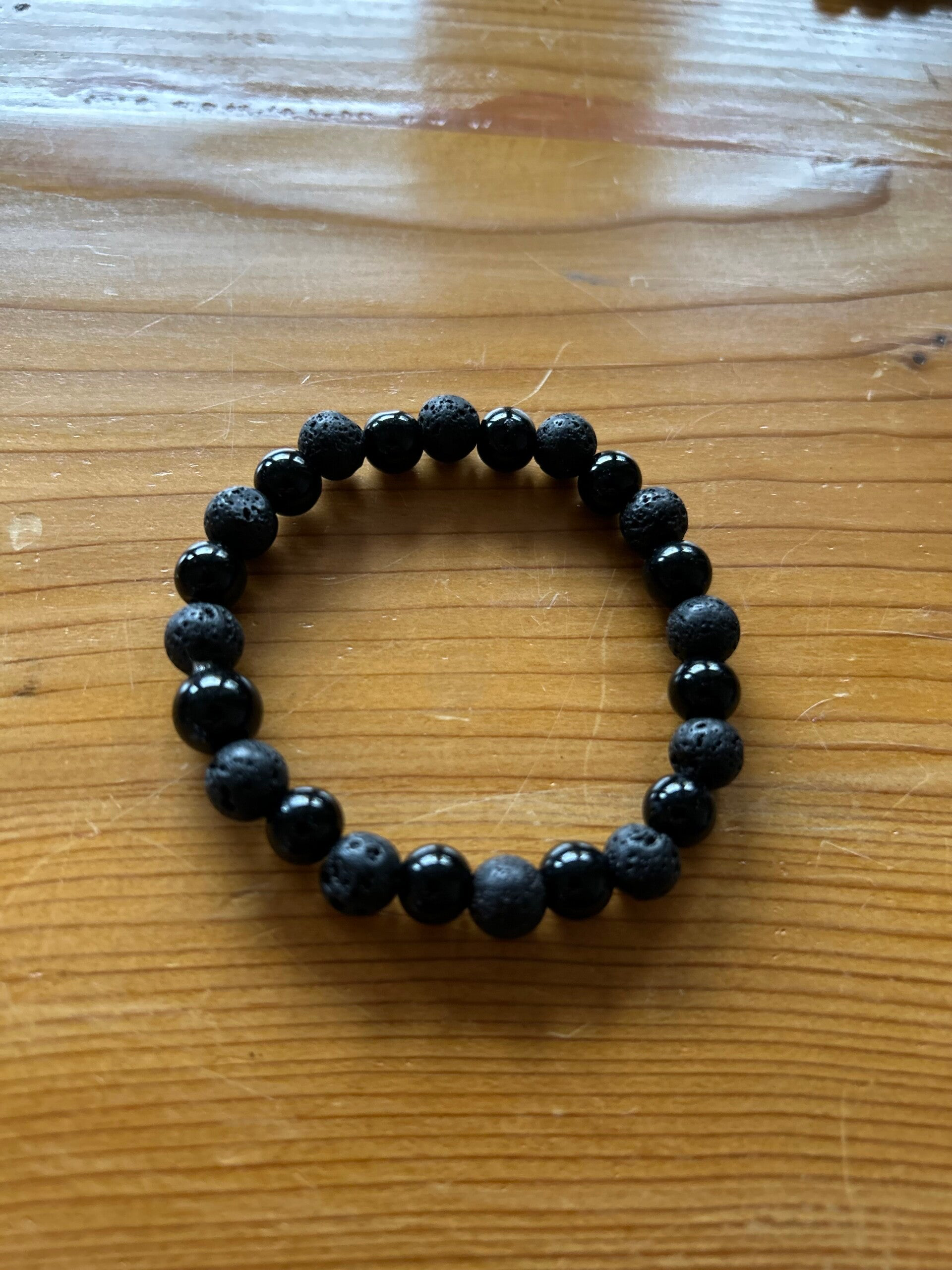 Perlenarmband schwarzer Achat & Basalt