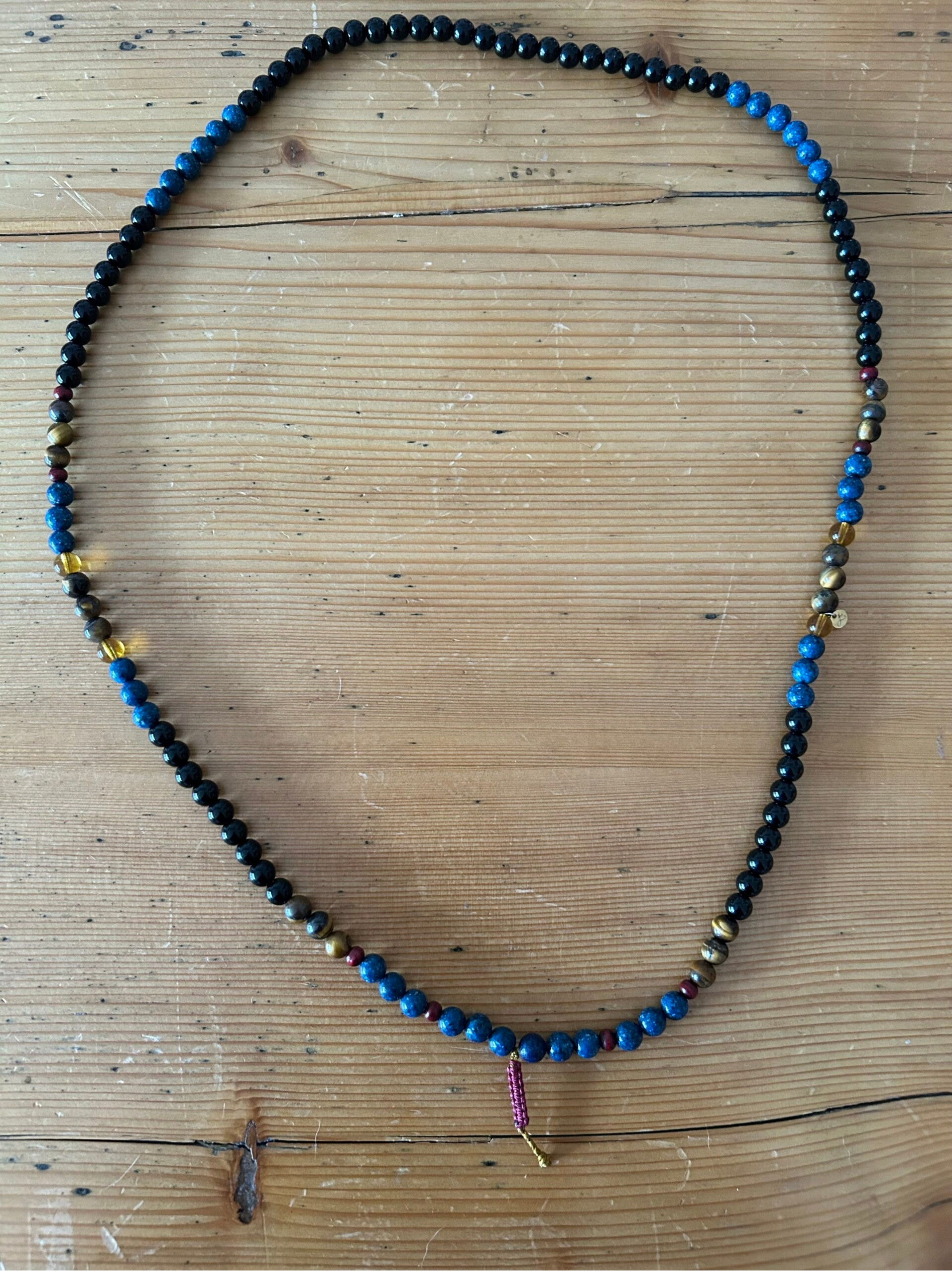 Halskette Bernstein, Lapislazuli & schwarzer Achat ca. 45cm