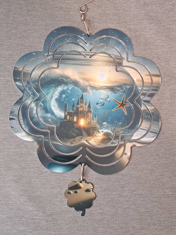 8in Flower shape Wind Spinner Castle