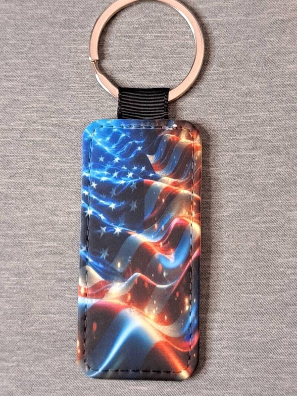 3in rectangle Keychain Faux leather