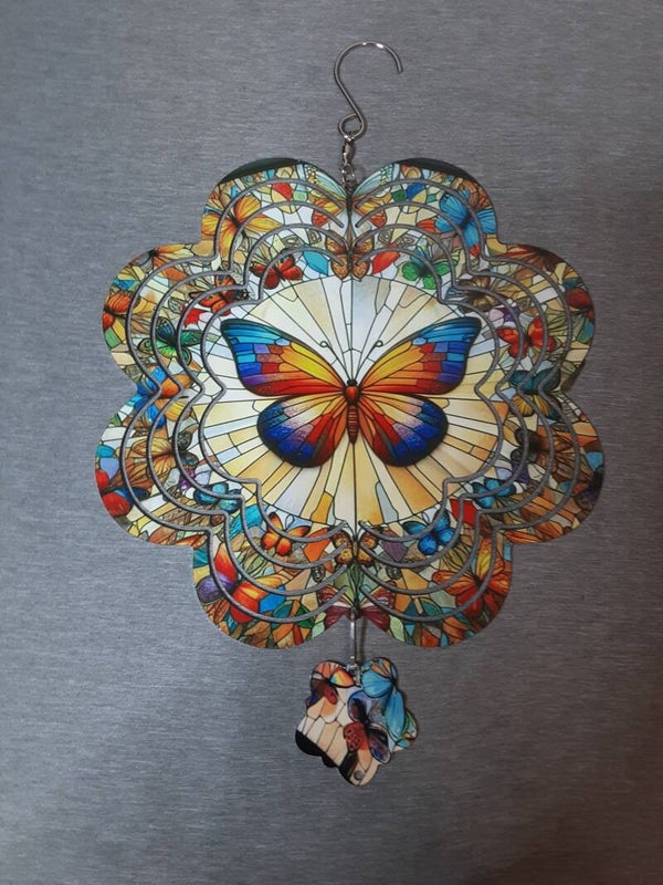 10in. Flower shaped Butterfly Wind spinner