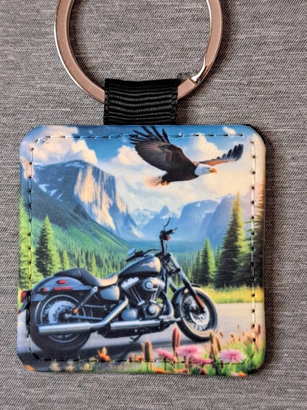 2in square Keychain Faux leather