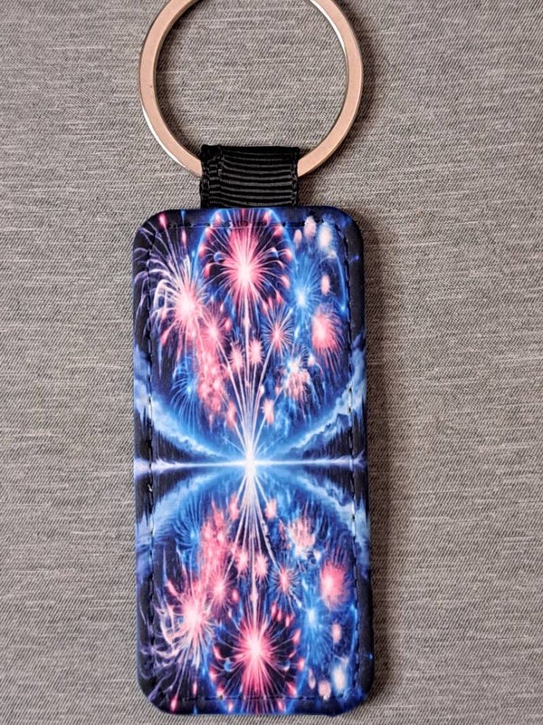 3in Rectangle Keychain Faux leather