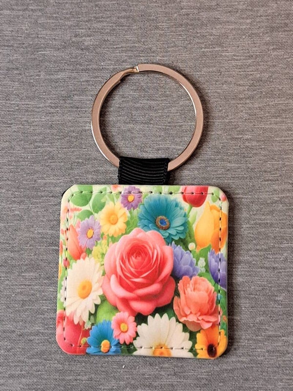 2in square Keychain Faux leather