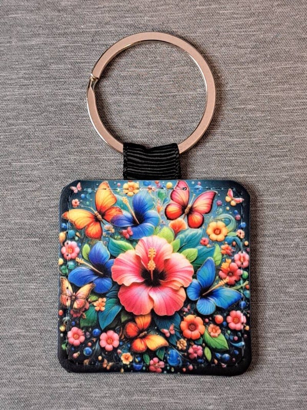 2in square Keychain Faux leather