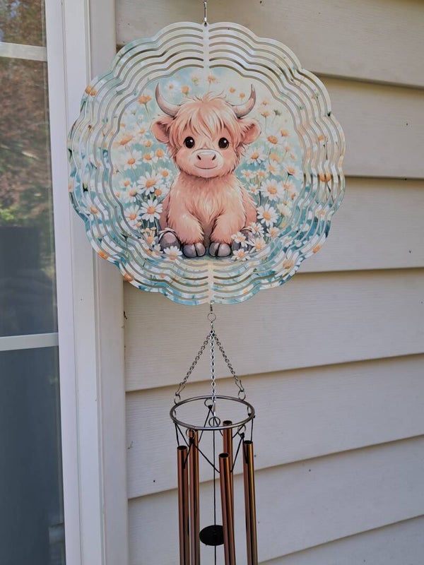 10in wind spinner Highland cow