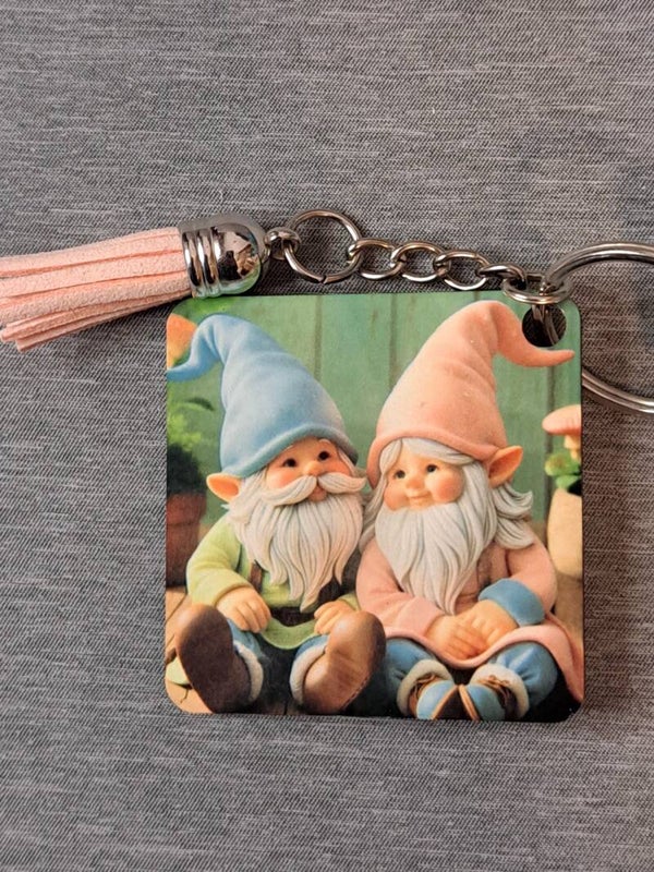 2in square Keychain wood