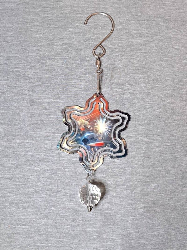 3 inch snowflake wind spinner