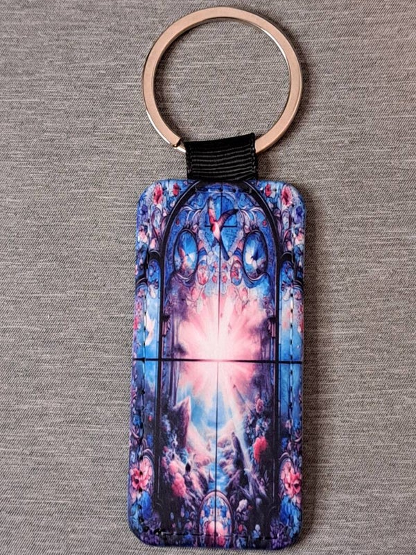 3in rectangle Keychain Faux leather