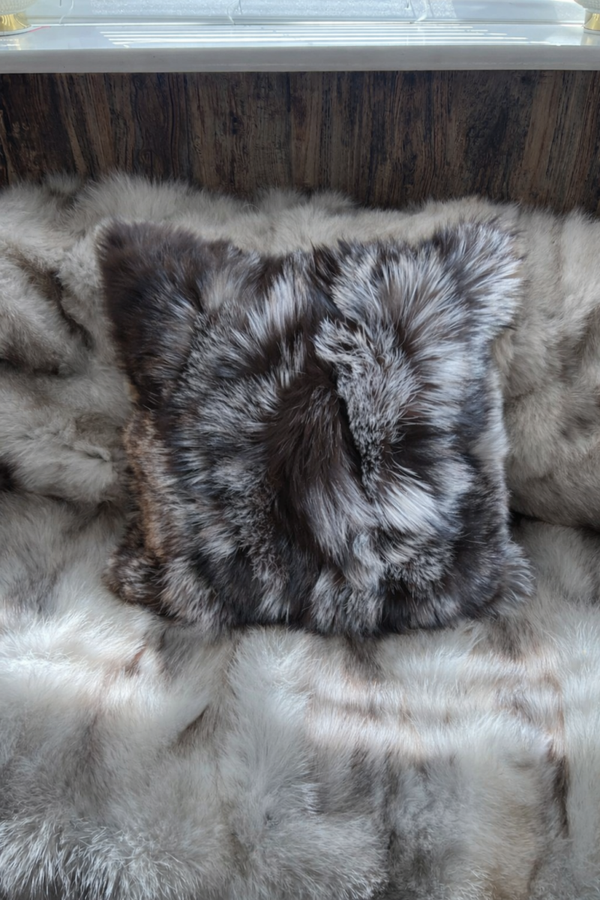 Silver fox fur cushion cover
