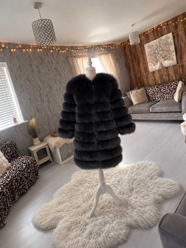 Ladies Black Fox Fur Coat
