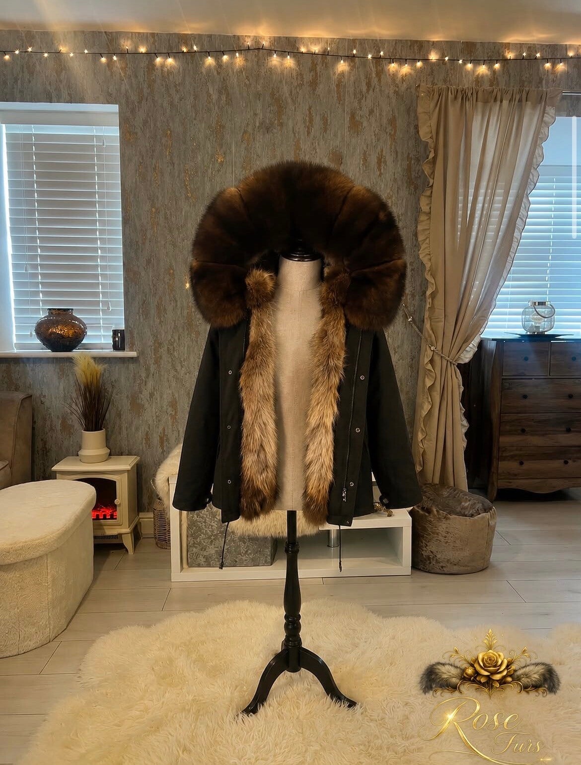 Mens Fox Fur Lined Parka