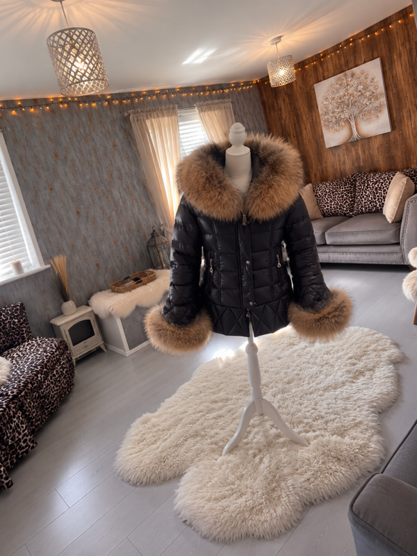 Raccoon Fur Cuff Coat