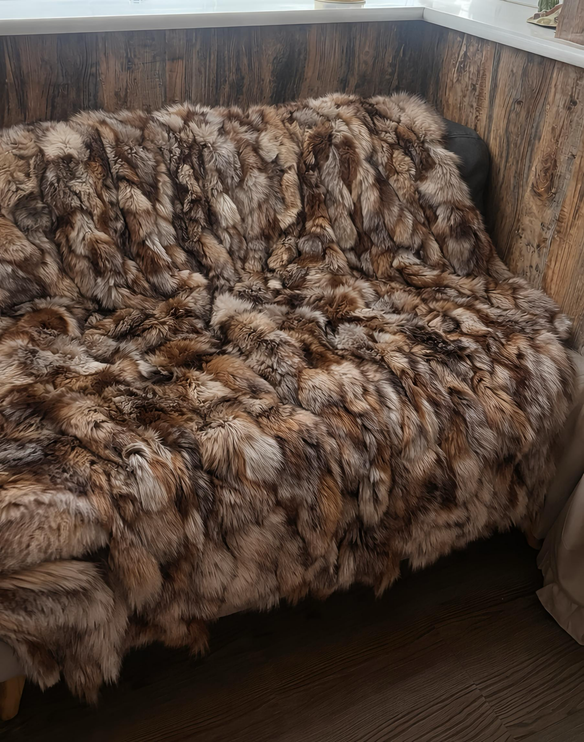 Crystal fox fur blanket/throw
