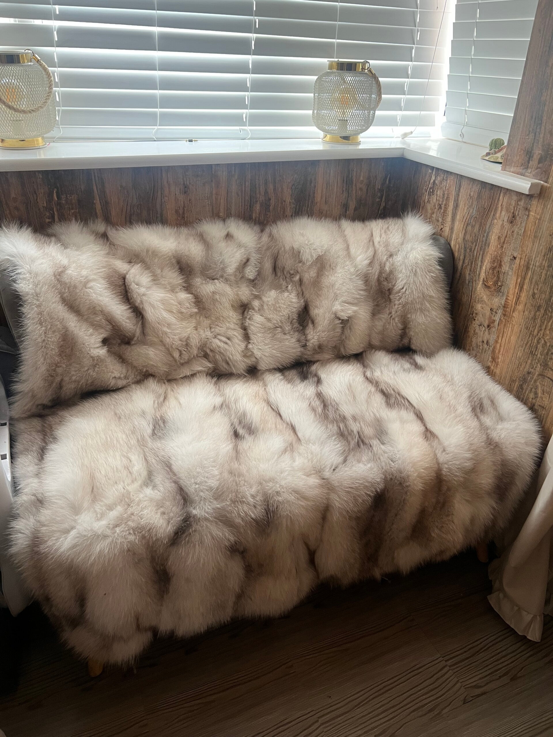 Natural fox fur blanket/throw