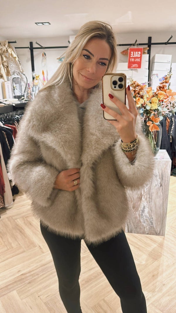 FAUX FUR JACKET KHAKI
