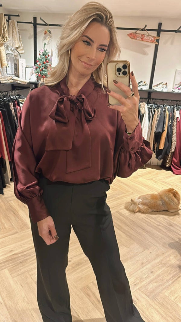 BOW BLOUSE BURGUNDY