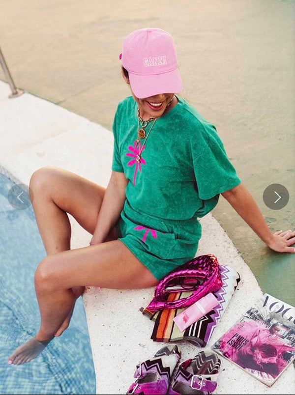 PINNEDBYK palmtree set green/pink