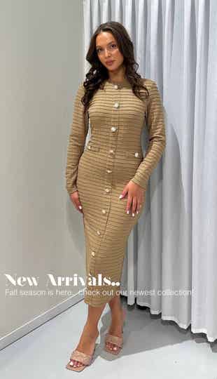 KAYLEE DRESS CAMEL OFF WHITE & BLACK