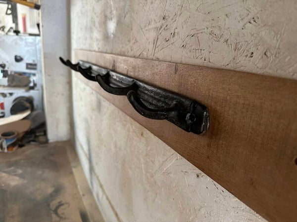 Coat hooks mounted on Oak