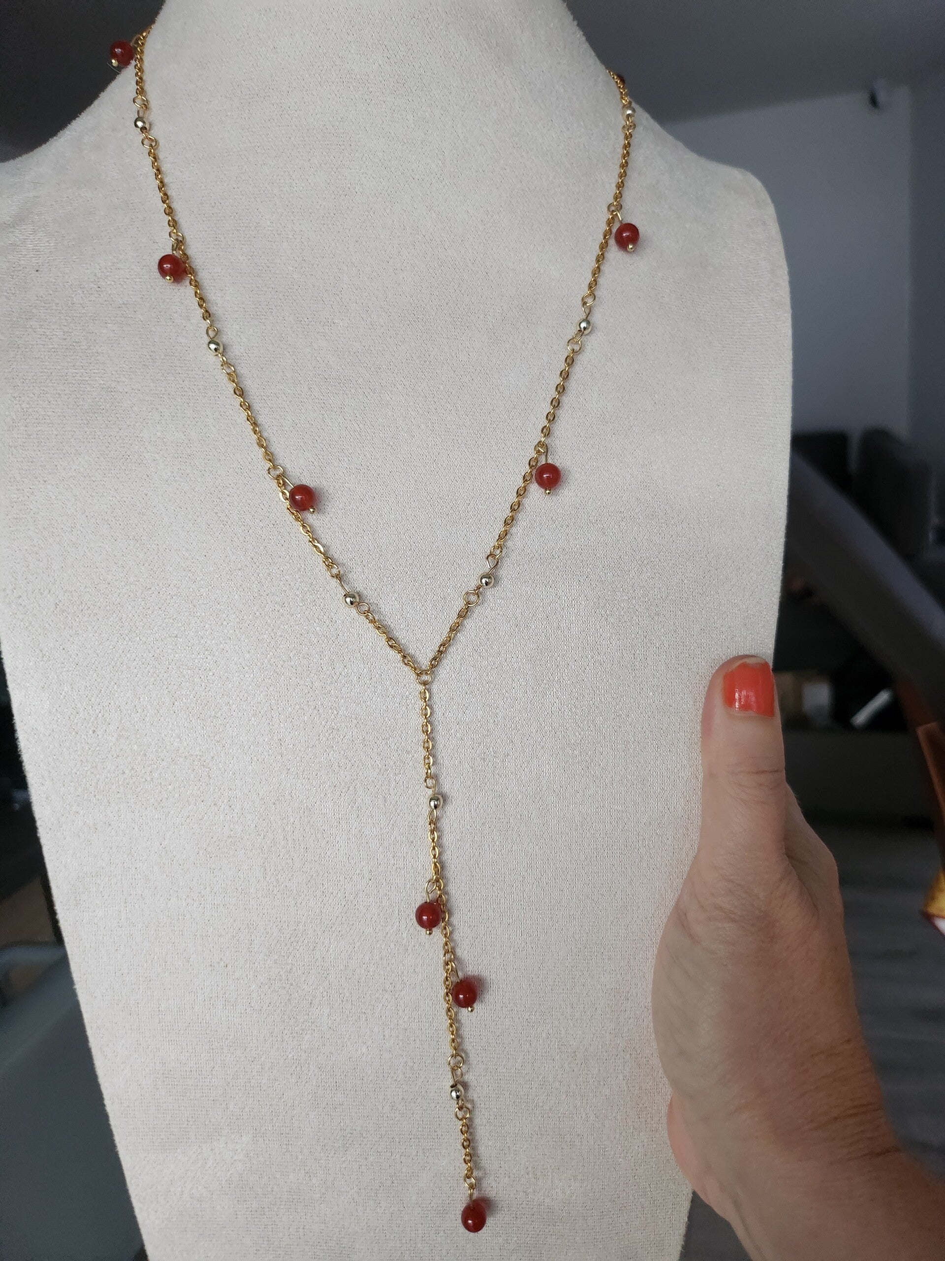 collier en Y de perles naturelles