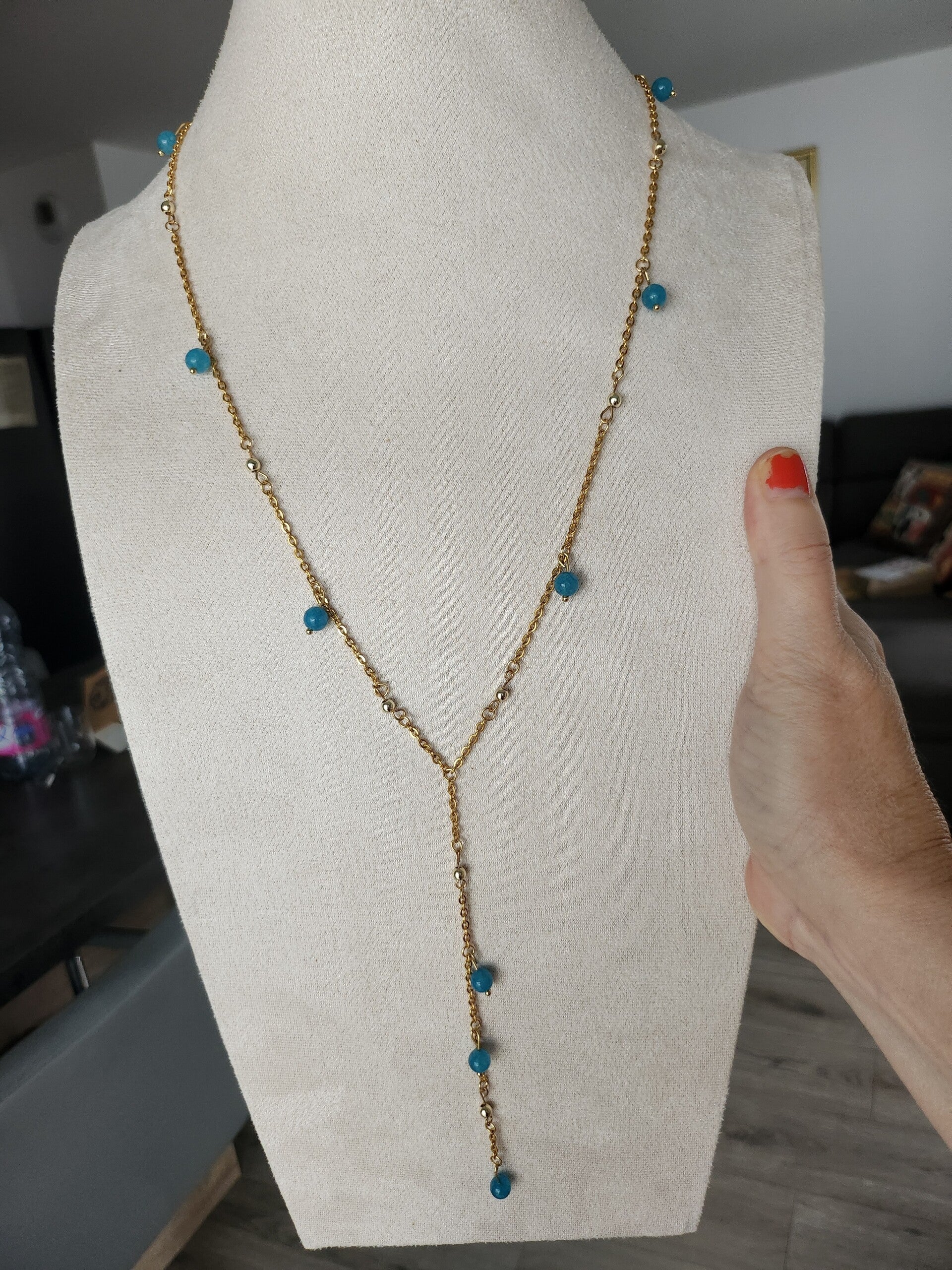 Magnifique collier en Y de perles