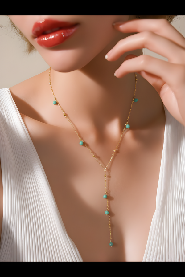 collier en Y de perles naturelles,