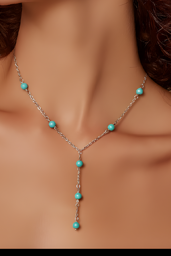 Collier en Y en perles naturelles