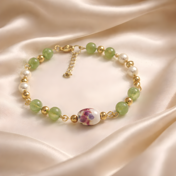 bracelet , pierres naturelles & porcelaine 🌹