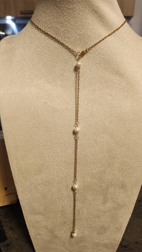 Collier de dos mariage perles d’eau douce,
