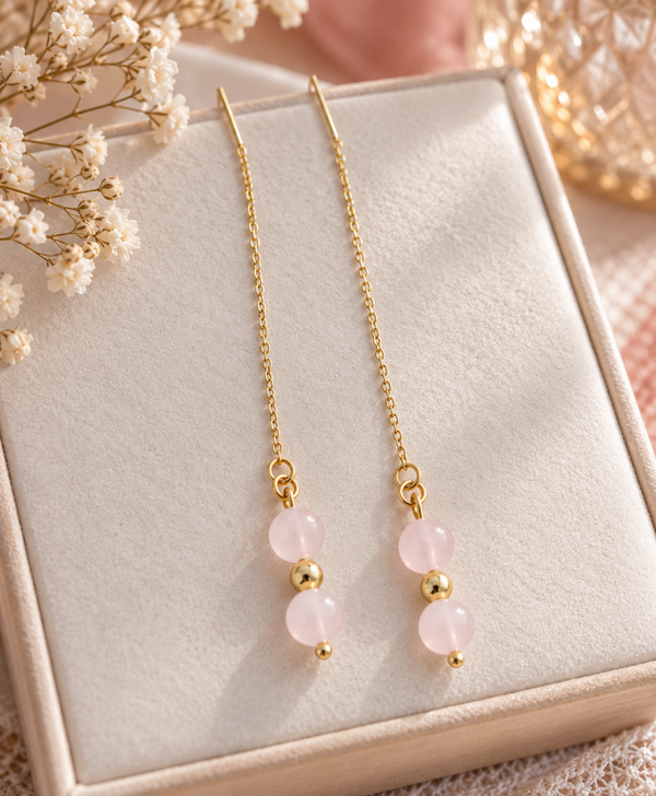 boucles d’oreilles à fils traversants,