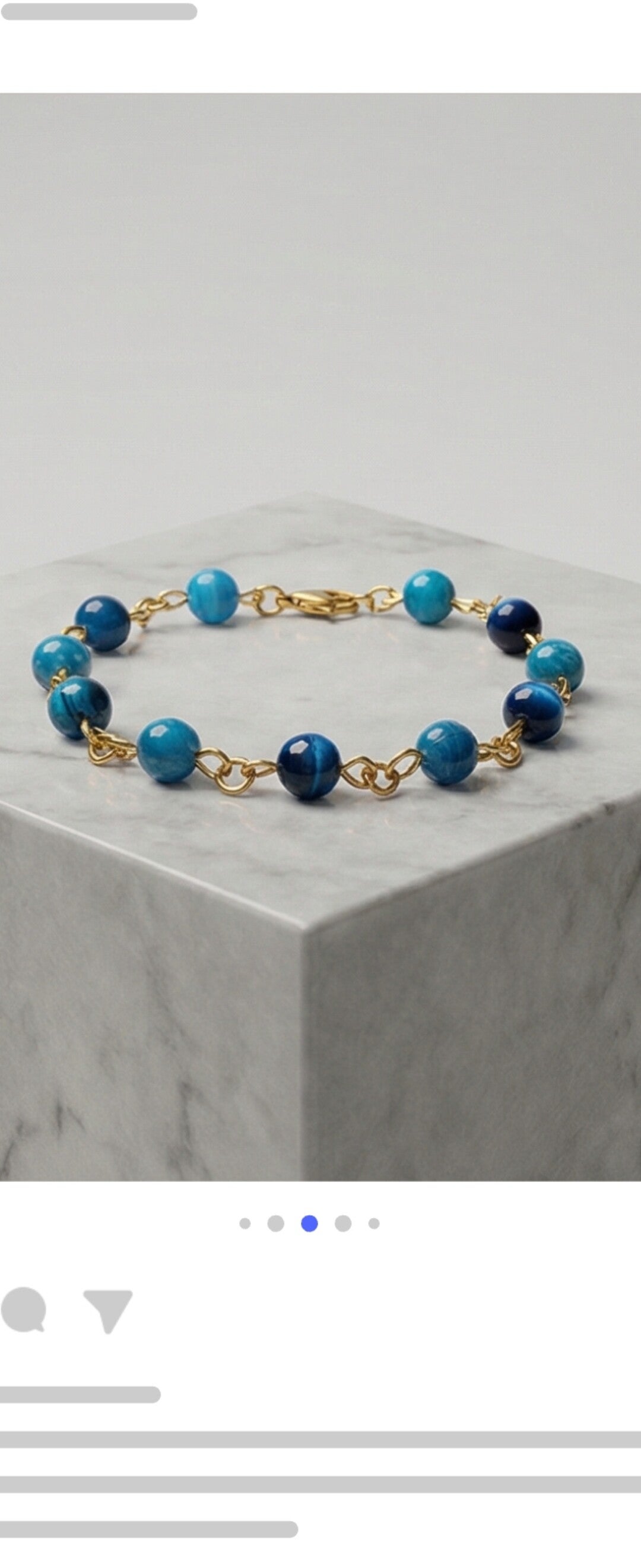 bracelet en  pierres naturelles [ plaqué or 18 carats]