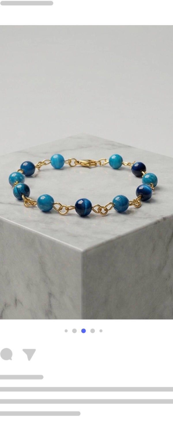 bracelet en  pierres naturelles [ plaqué or 18 carats]