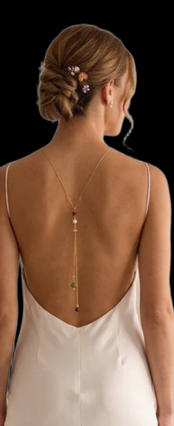 Collier de dos en pierres naturelles 🌹