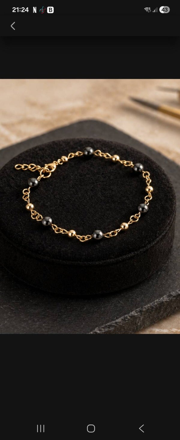 Bracelet en hématites et perles acier inoxydable