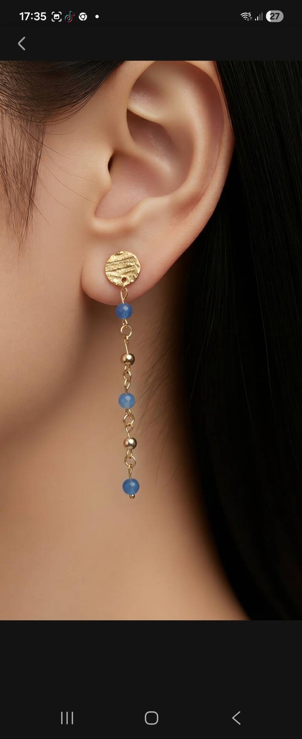 Boucles d’oreilles délicates en pierre naturelle et acier inoxydable doré