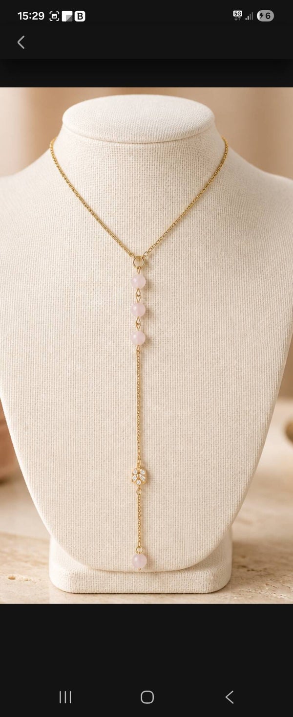 Collier de mariage en kunzite rose