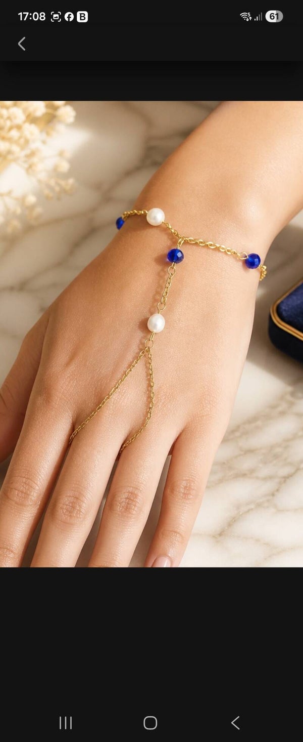 Bracelet de doigt perles d'eau douce & perles à facettes. – Élégance et Raffinement