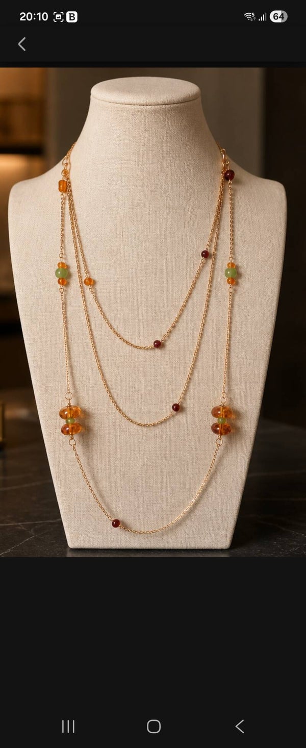 Collier triple rangs en pierres naturelles 🌹