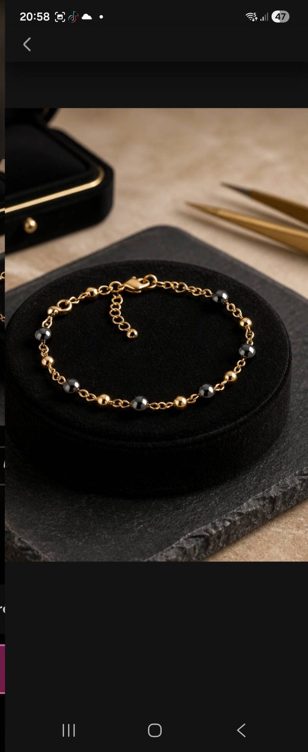 Bracelet en hématites et perles acier inoxydable