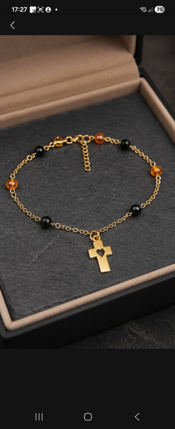 Bracelet de cheville artisanal en perles à facettes et verre tchèque 🌸