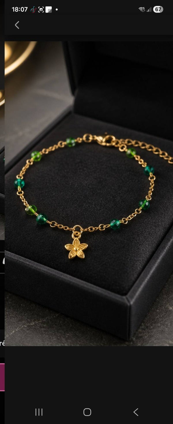 Bracelet de cheville artisanal en perles à facettes et verre tchèque 🌸