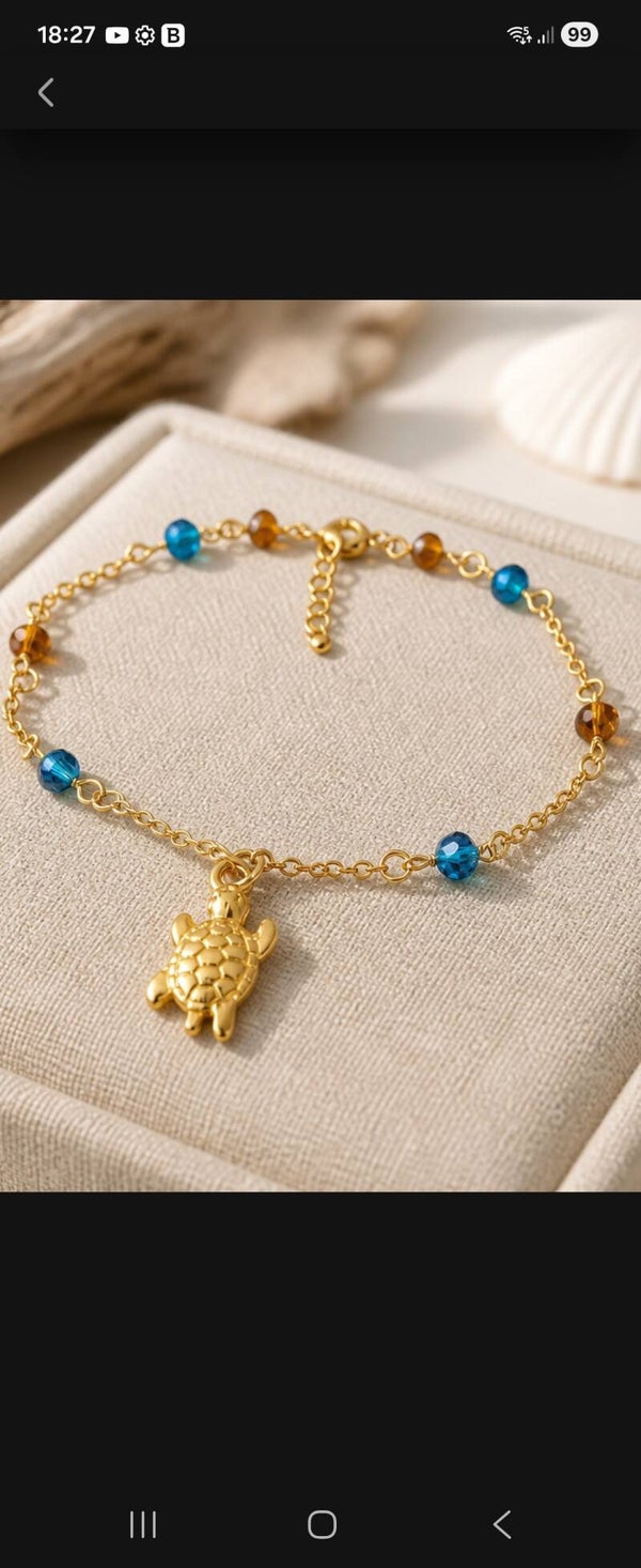 Bracelet de cheville artisanal en perles à facettes et verre tchèque 🌸