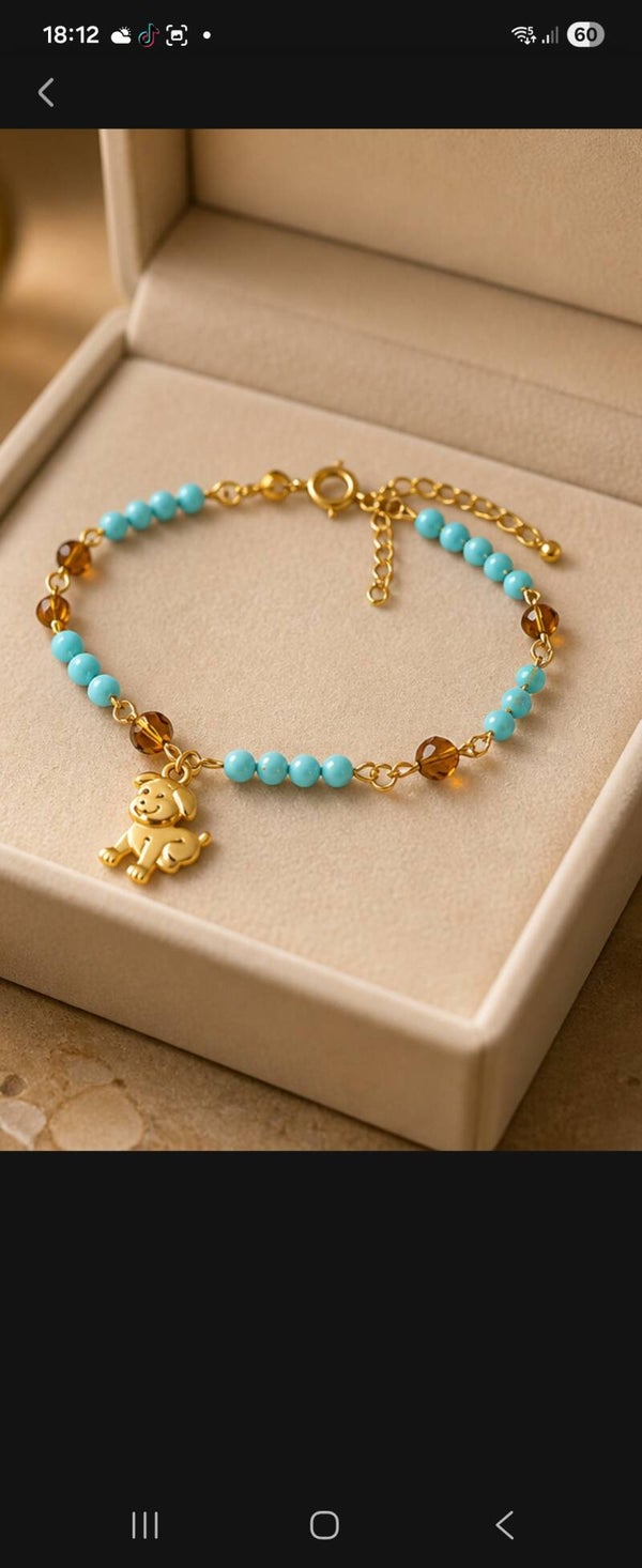 Bracelet de cheville artisanal , perles à facettes et verre tchèque & turquoise 🌸