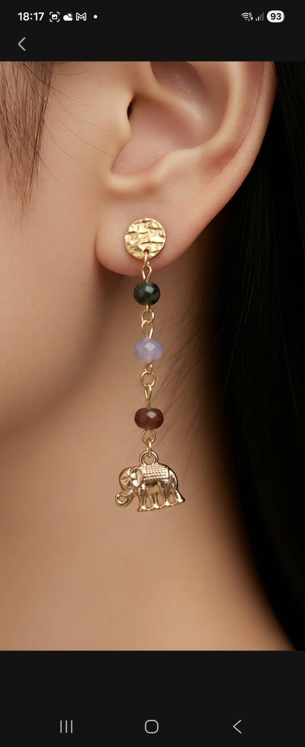 Boucles d’oreilles délicates en pierre naturelle et acier inoxydable doré