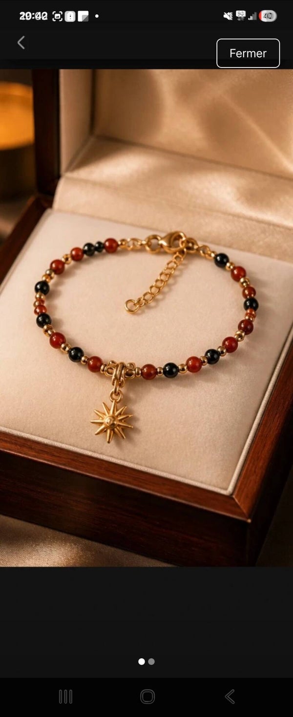 Bracelet de cheville artisanal en perles naturelles 🌸